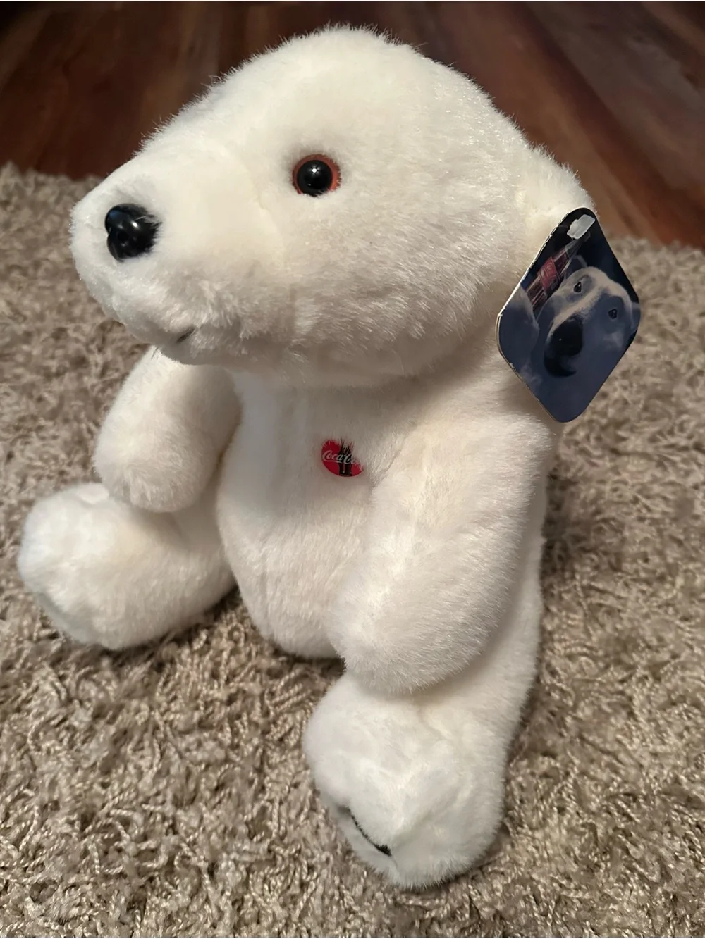 Vintage 1993 Coca Cola White Polar Bear Plush with Red Logo NWT